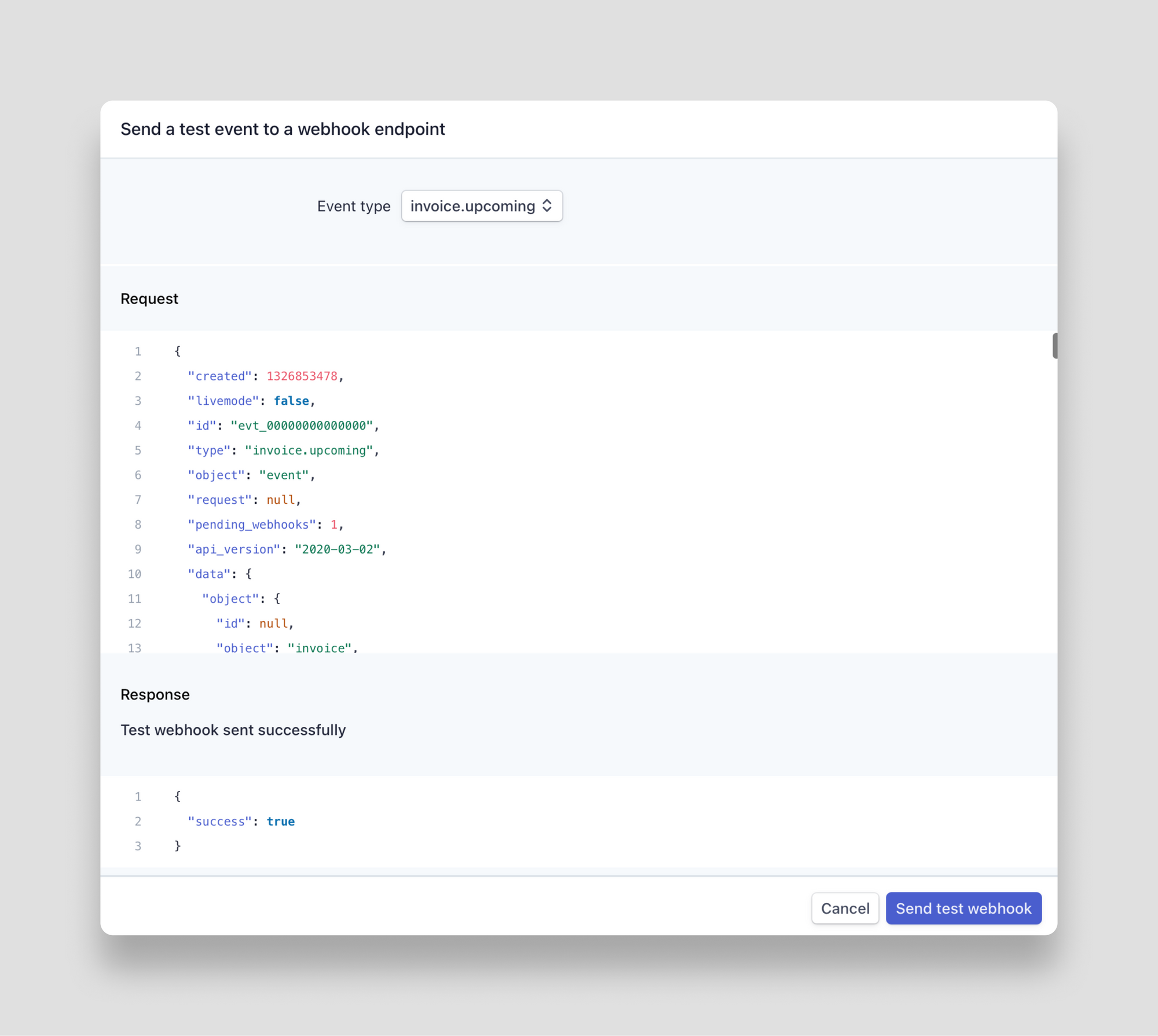 Configure stripe endpoint