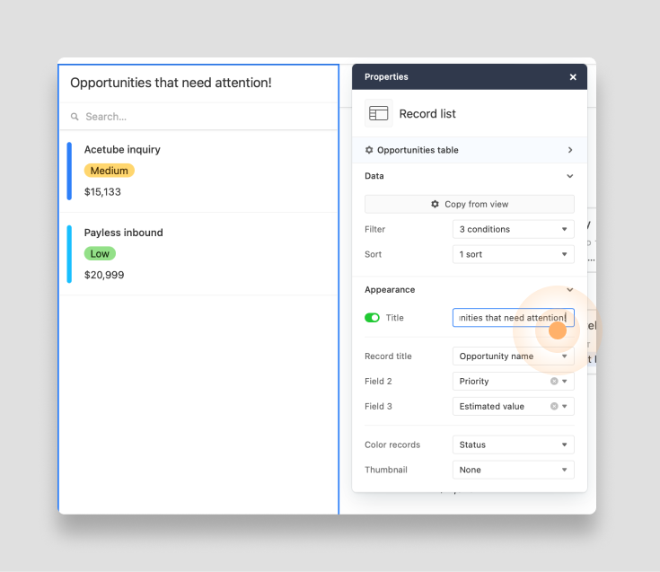 Customize the Airtable element