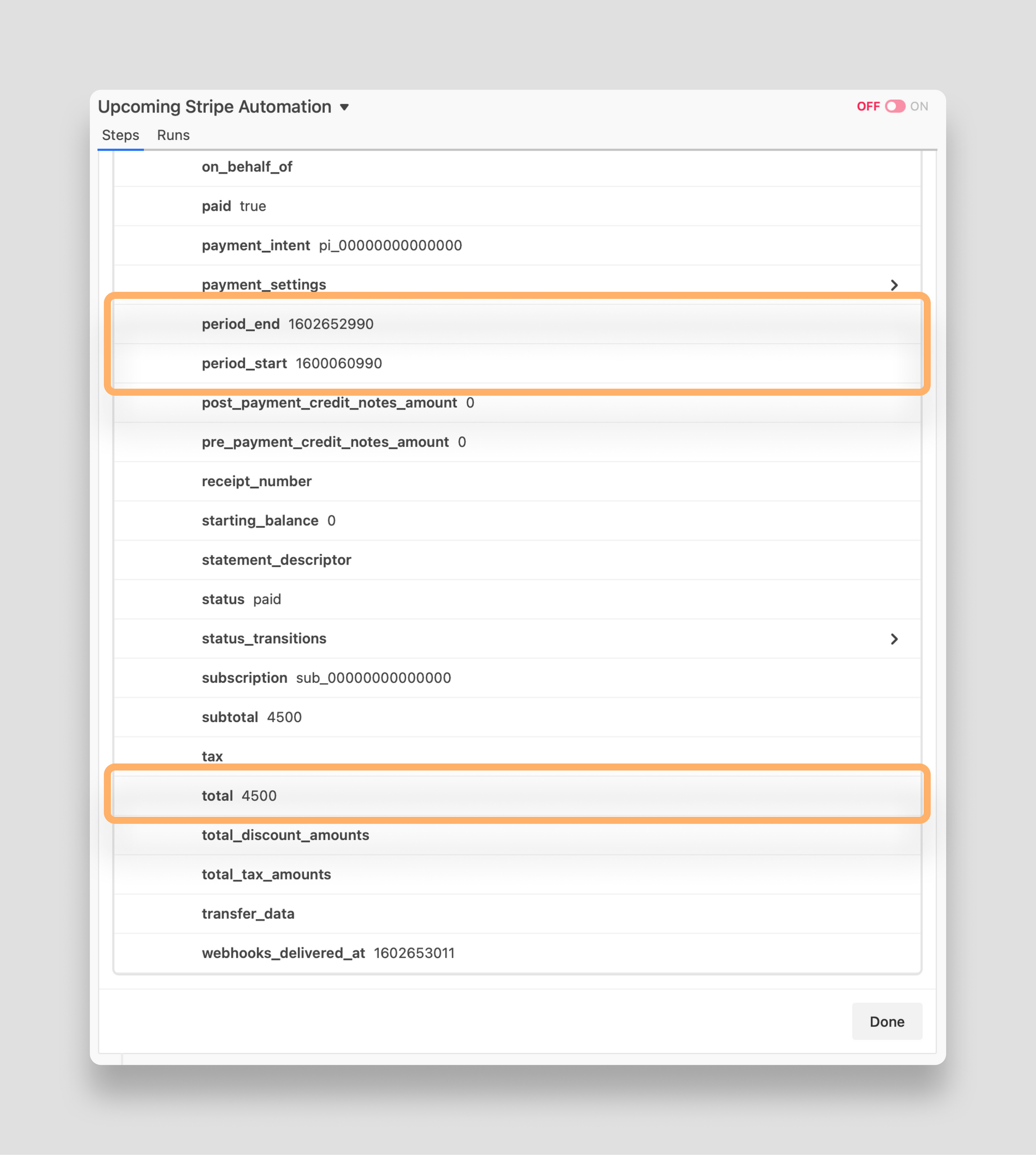 Webhook data types